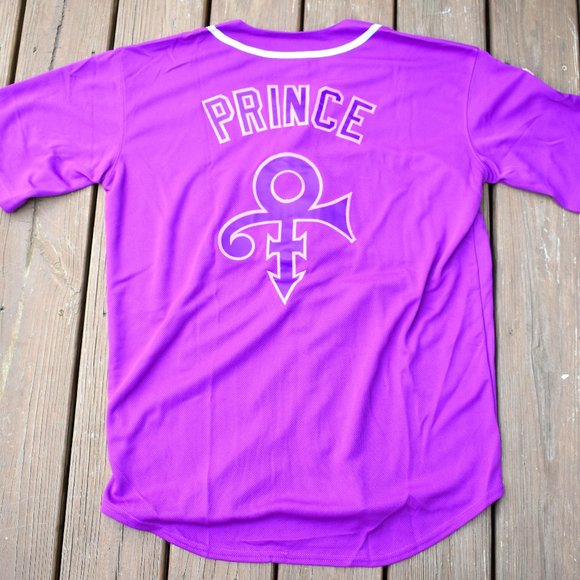 New! Prince Breast Cancer Promo Purple Rain Twins Baseball Jersey Adult XXL - Picture 1 of 2